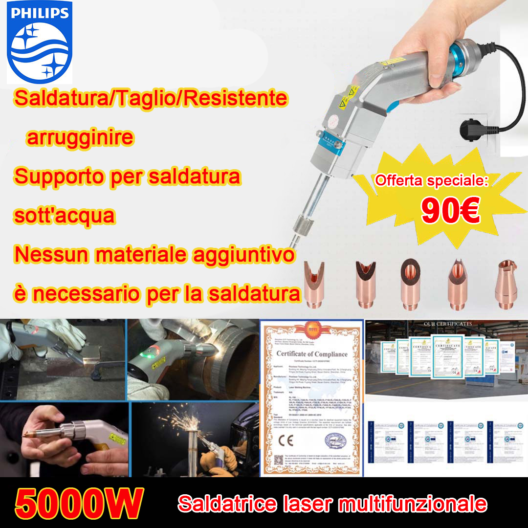 Pistola láser multifunción 5000W (oro/plata/cobre/hierro/aluminio/acero inoxidable) espesor de soldadura 0-10 mm (soldadura/corte dos en uno) - 85 €